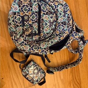 Vera Bradley Blue and Green Patterned Backpack Set